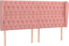 vidaXL Tăblie de pat cu aripioare, roz, 203x23x118/128 cm, catifea