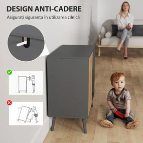 HOMCOM Comodă Modernă cu Dulap și Compartiment din Lemn Gri Închis | Aosom Romania