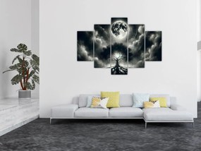 Tablou – Arbore alb-negru în lună plină (150x105 cm)