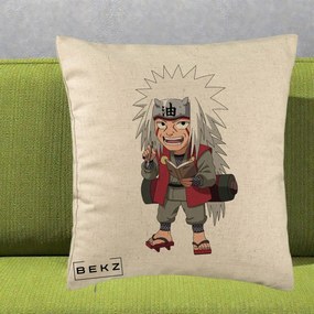Perna Personalizata Naruto Jiraiya Sensei Chibi, 40x40 cm, Bej, Husa Detasabila, Perna Inclusa, BEKZ®