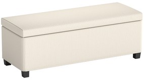 HOMCOM Bancă de Depozitare de 84L, din Țesătură cu Efect de Catifea și Oțel, 112x42x40 cm, Bej | Aosom Romania