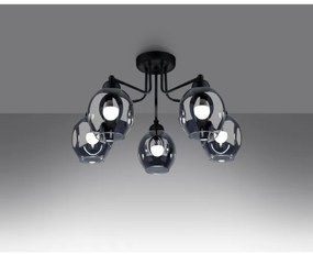 Lustră pe tijă FILLAN 5xE27/60W/230V neagră Sollux SL.1145