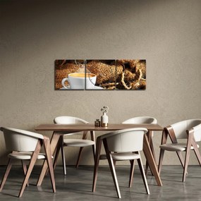Tablou - O ceașcă de cafea (cu ceas) (90x30 cm)