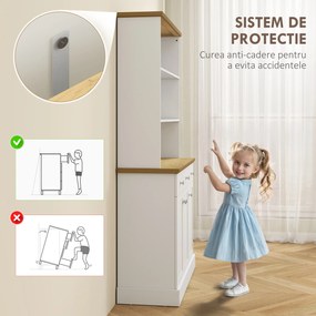HOMCOM Bufet de Bucătărie cu 3 Compartimente Deschise, 101x39x180,5 cm, Alb | Aosom Romania