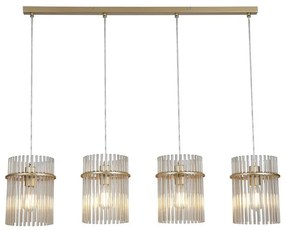 Lustra suspendata metal auriu, tije din sticla Swizzle 4L