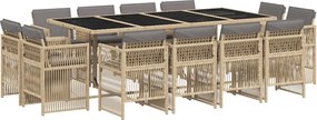 vidaXL Set mobilier grădină cu perne, 13 piese, bej combinat poliratan
