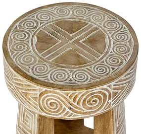 Taburet Mayan din lemn natur 30x45 cm