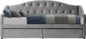 Pat cu spaţiu de depozitare, 90x200, ţesătură Velvet gri, ZASKA