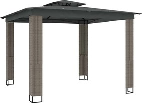 vidaXL Foișor cu acoperiș dublu, antracit, 2,94x2,94 m, oțel