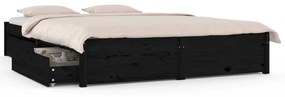 3103497 vidaXL Cadru de pat cu sertare Small Double, negru, 120x190 cm