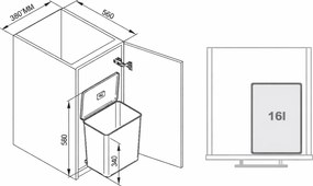 Cos gunoi incorporabil in dulap Ecomax Sesamo 450, cu extragere automata, gri, 1 x 16 l Gri, Polipropilena cu fibra de sticla, L:312 mm; l:237 mm;