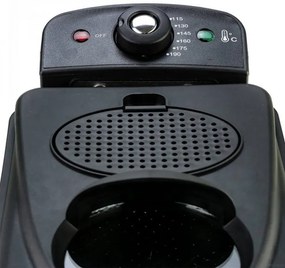 Friteuza Oliver Voltz OV51980H, 2000W, 2 L, Cos detasabil, Termostat 115-190°C, Inox/Negru