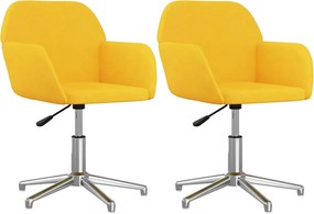 vidaXL Scaune de bucătărie pivotante, 2 buc., galben muștar, textil