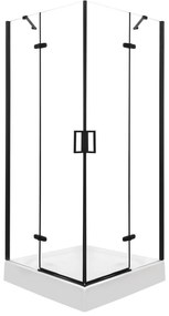 Cabină de duș pătrată Flow Black cu ușă batantă 80 cm