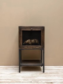Noptiera din lemn de pin, aspect vintage, Mesh