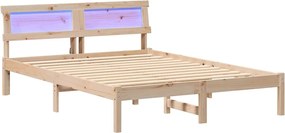 vidaXL Cadru de pat cu headboard Maro 140 x 190 cm Lemn de pin masiv