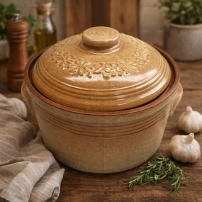 Oala Ceramica pentru Sarmale si Fripturi, Glazurata, Rotunda, 7 Litri