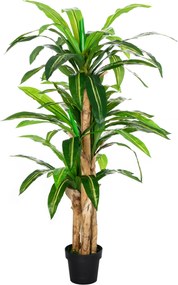 Outsunny Dracaena Artificială cu 66 de Frunze Mușchi Plantă Artificială pentru Decorațiuni Grădină Balcon Birou Living Ø20x160 cm Verde | Aosom Romania