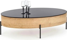 Masuta cafea ZENGA stejar auriu/negru, 120x60x37 cm