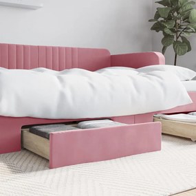 833919 vidaXL Sertare de pat 2 buc, roz, lemn prelucrat și catifea