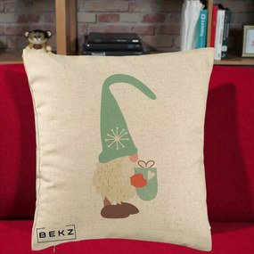 Perna Decorativa Gnom Nordic cu Cana Calda Menta, 40x40 cm, Bej, Husa Detasabila, Perna Inclusa, BEKZ®