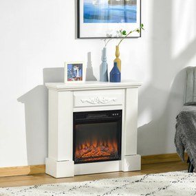 HOMCOM Șemineu Electric de Podea 1800W cu Efect de Flacără, Telecomandă și Timer | Aosom Romania