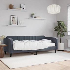 vidaXL Pat de zi cu saltea, gri închis, 90x200 cm, catifea