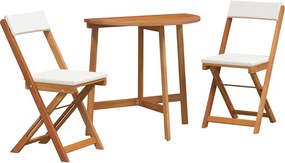 vidaXL Set bistro cu pernă 3 pcs Ulei Natural Lemn Solid de Acacia