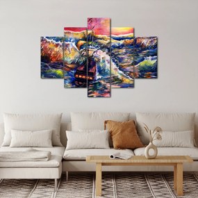 Tablou - Navă pe valurile oceanului, aquarelă (150x105 cm)