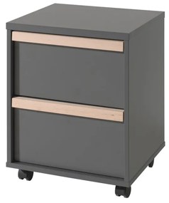 Set LONDON în antracit format dintr-un Pat copii (90x200) cu sertar, noptieră, Dulap camera copii cu 3 uși, birou și cărucior de birou și bibliotecă.