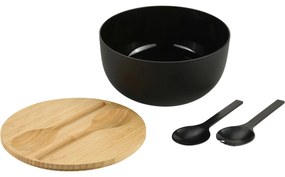 Kesper 58470 Salatieră cu tacâmuri și capac dinbambus 24 cm, negru