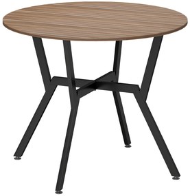 HOMCOM Masă Rotundă de Sufragerie pentru 2 Persoane cu Suport în X, Masă Modernă din Lemn și Oțel, Ø90x76 cm, Maro | Aosom Romania