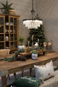 Ghiveci decorativ crem din ceramică, cu motive de ghirlande de brad, D15 cm „Garland”