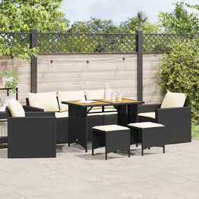 3213556 vidaXL Set mobilier de grădină cu perne, 6 piese, negru, poliratan