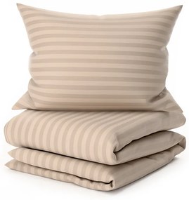 Lenjerie de pat hoteliera din microfibra JASMINE bej - dunga 2 cm, buzunar hotelier Dimensiune lenjerie de pat: 2 buc 70 x 90 cm | 200 x 220 cm