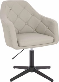 HR831CROSS Scaun Ecru Piele Ecologica Premium Soft cu Bază Neagră