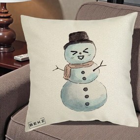 Perna Decorativa Om de Zapada Kawaii Haios, 40x40 cm, Ecru, Husa Detasabila, Perna Inclusa, BEKZ®