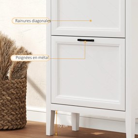 HOMCOM Dulap pentru pantofi 18 perechi, dulap îngust cu 3 sertare basculante și rafturi reglabile, alb | Aosom Romania