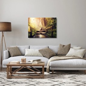 Tablou pe sticlă cu tigrul în djunglă (70x50 cm)