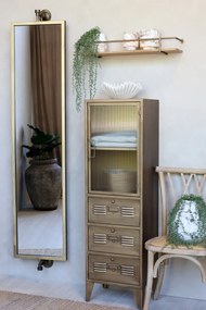 Oglindă de perete, din metal și sticlă, finisaj alamă antichizată, H 189.5 cm