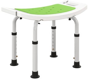 HOMCOM Scaun de Duș reglabil în Înălțime Taburet de Duș Ergonomic Picioare anti-alunecare Greutate Max. 135 kg aluminiu HDPE Verde | Aosom Romania