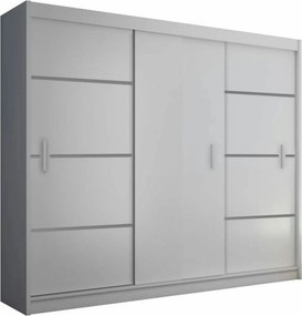 Dressing MERINA, alb/negru, PAL melaminat, cu 3 usi, 250x60x215 cm