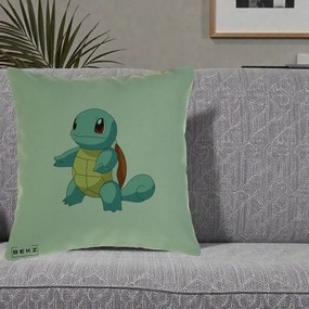 Perna Personalizata Squirtle Pokemon, 40x40 cm, Verde, Husa Detasabila, Perna Inclusa, BEKZ®