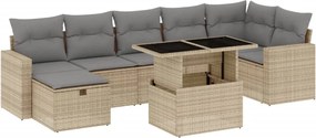 vidaXL Set canapele de grădină, 8 piese, cu perne, bej, poliratan