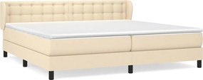 vidaXL Pat box spring cu saltea, crem, 200x200 cm, textil