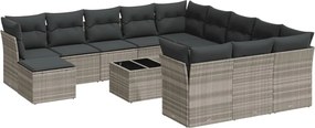 vidaXL Set canapele de grădină cu perne, 13piese gri deschis poliratan