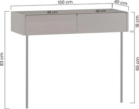 Consolă Dunari 100 cm cu sertare și picioare metalice - stejar Dunin