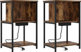 vidaXL Dulap de noapte 2 pcs Stejar fumuriu 38 x 31 x 61 cm