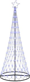 vidaXL Brad de Crăciun LED cu 295 LED cu suport albastru 250 cm Metal