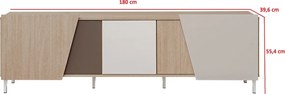 Comodă TV Miraza 180 cm geometrică - decor stejar scandi / bej / alb / maro